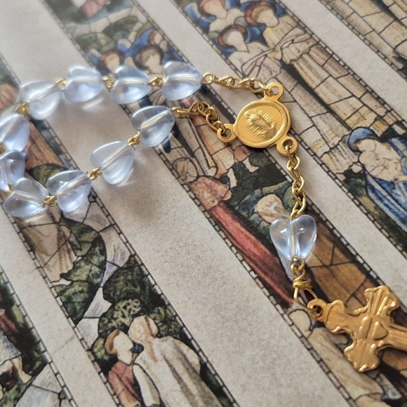 Rosary - Mini Rosarynone Deacada With Blue Hearted Beads - Picture 7 of 8